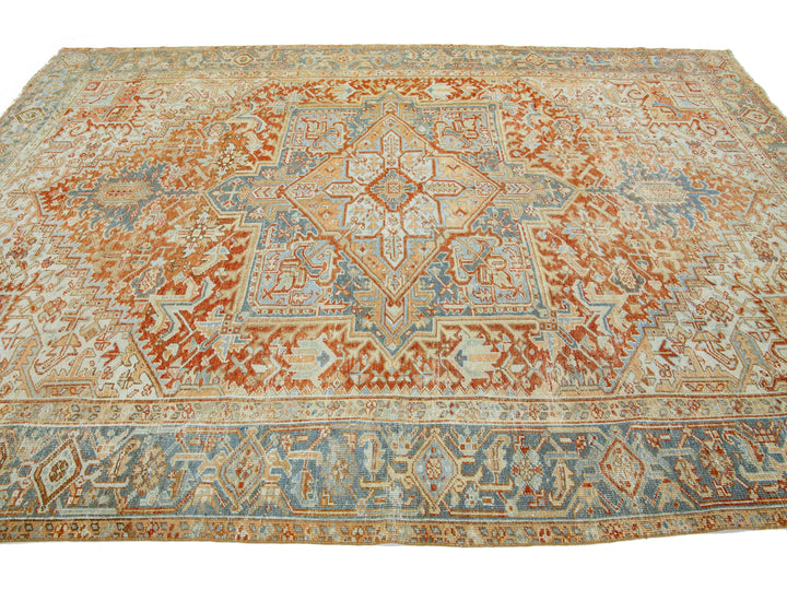 Antique Heriz Wool Rug 8 X 11