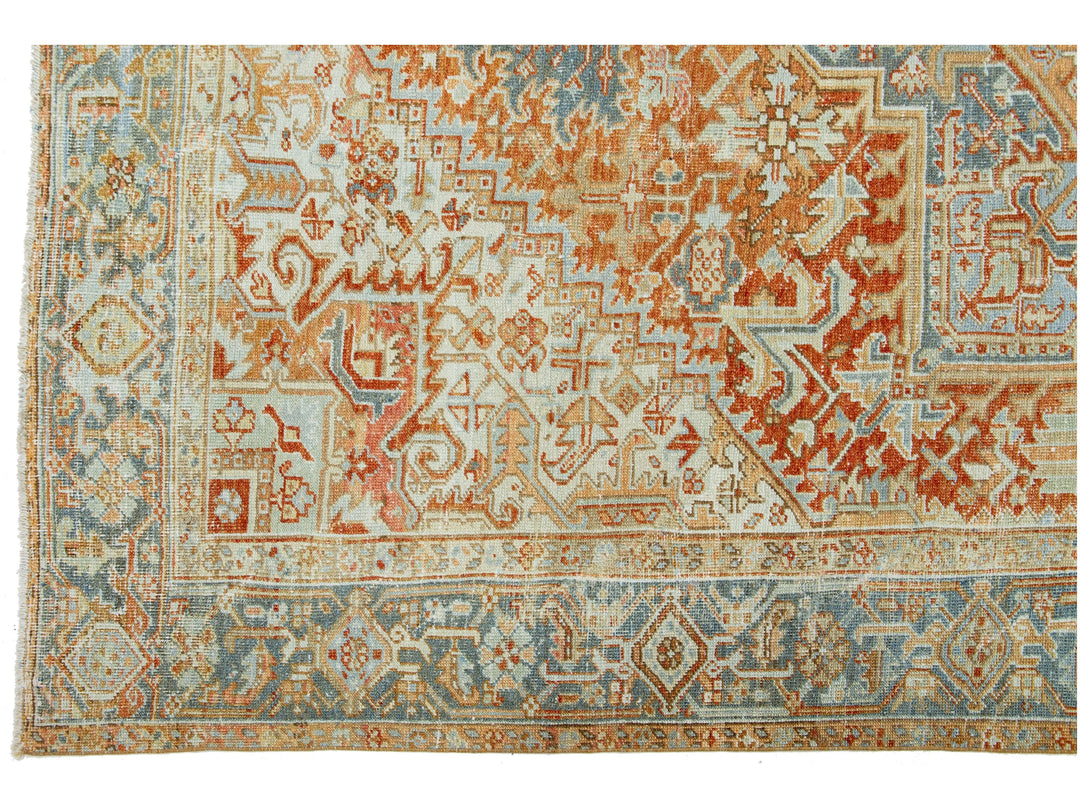 Antique Heriz Wool Rug 8 X 11