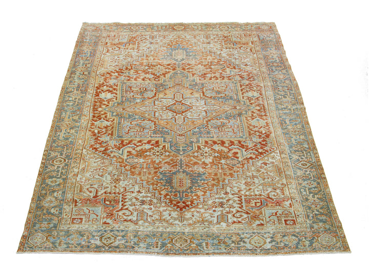 Antique Heriz Wool Rug 8 X 11