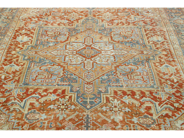 Antique Heriz Wool Rug 8 X 11