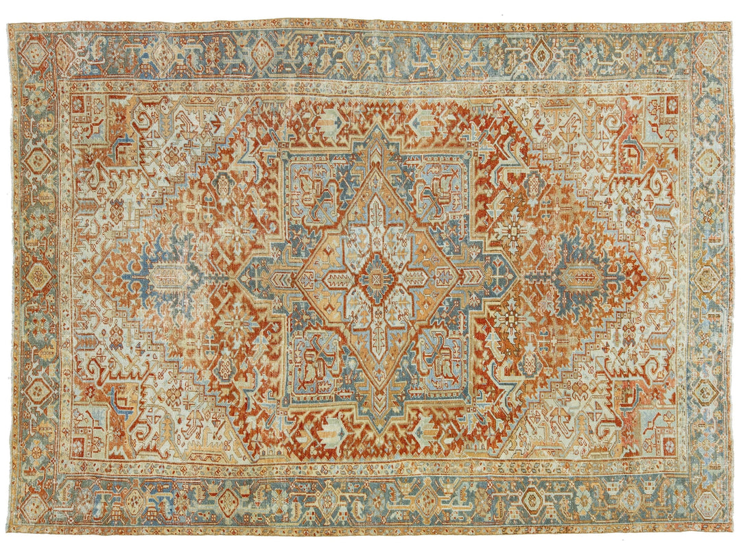 Antique Heriz Wool Rug 8 X 11