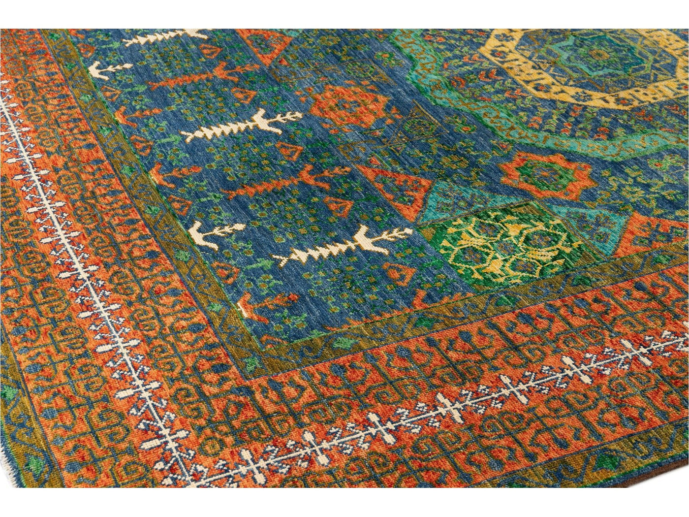 21st Century Modern Mamluk Wool Rug, 9' x 12'