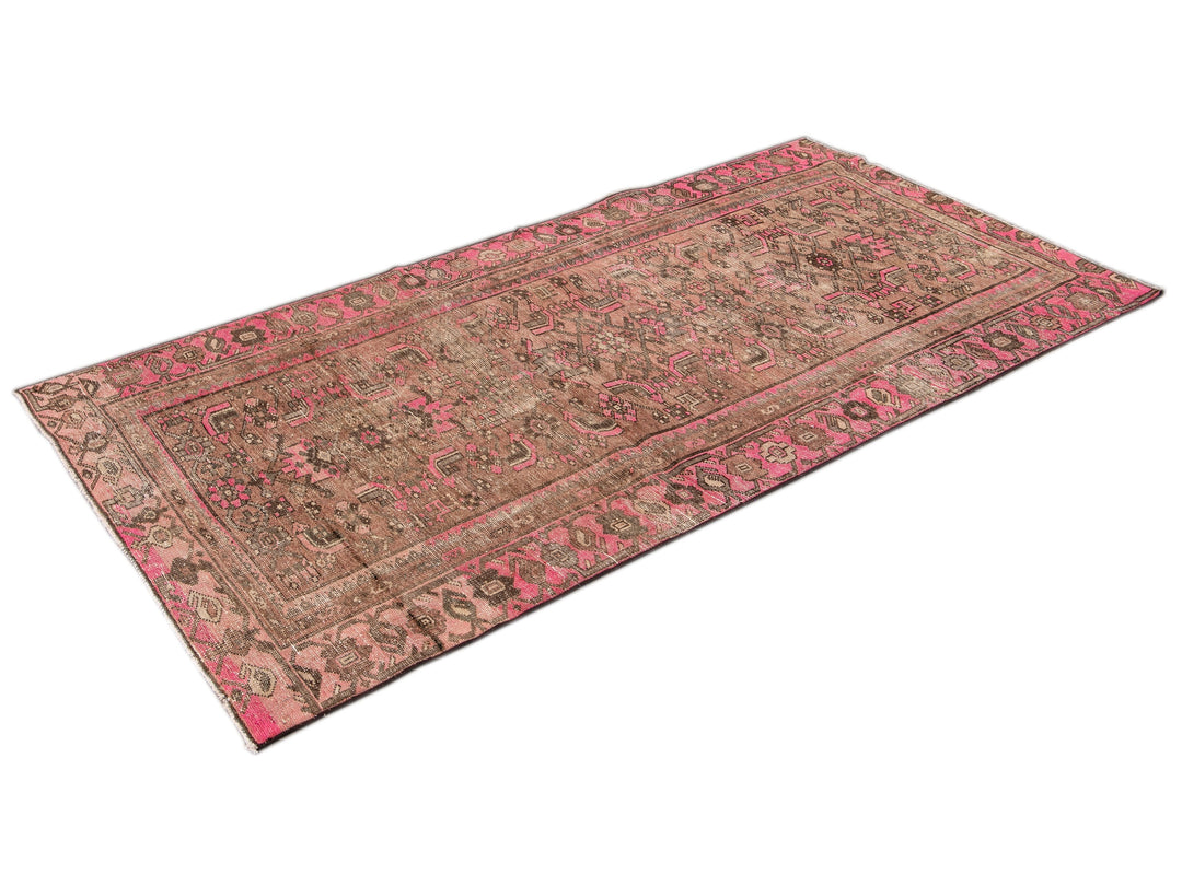 Vintage Shabby Chic Handmade Peach Wool Rug