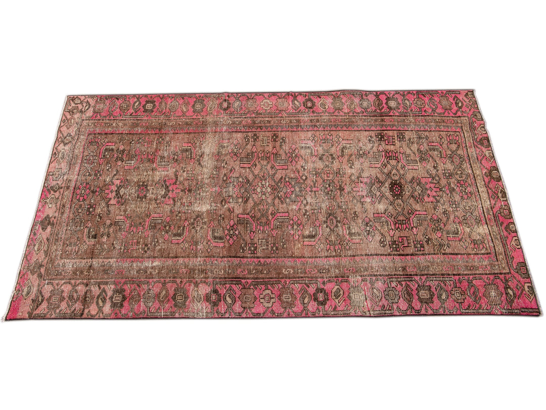 Vintage Shabby Chic Handmade Peach Wool Rug