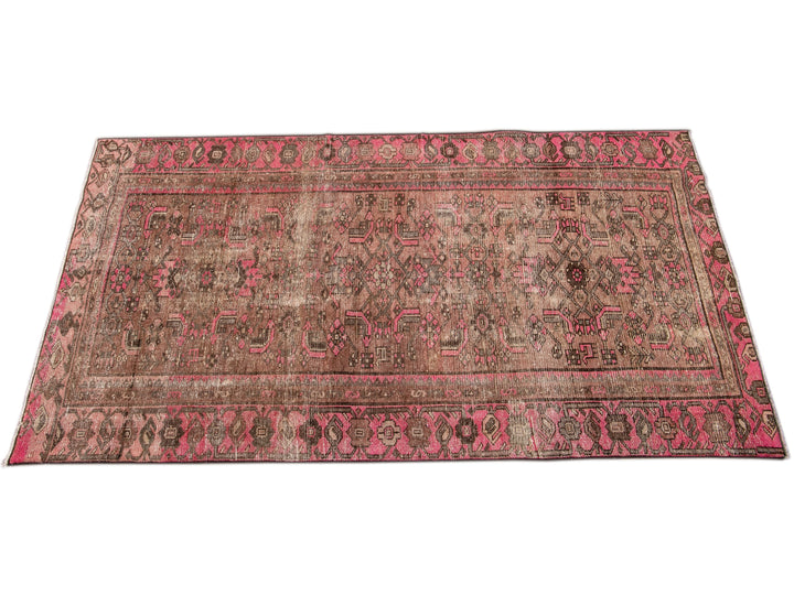 Vintage Shabby Chic Handmade Peach Wool Rug