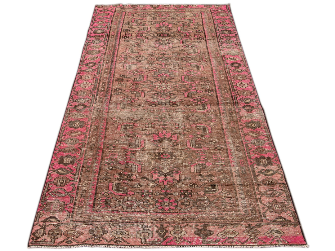 Vintage Shabby Chic Handmade Peach Wool Rug