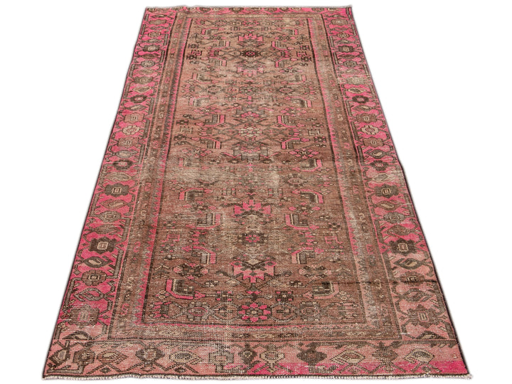 Vintage Shabby Chic Handmade Peach Wool Rug