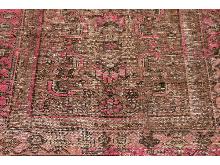 Vintage Shabby Chic Handmade Peach Wool Rug