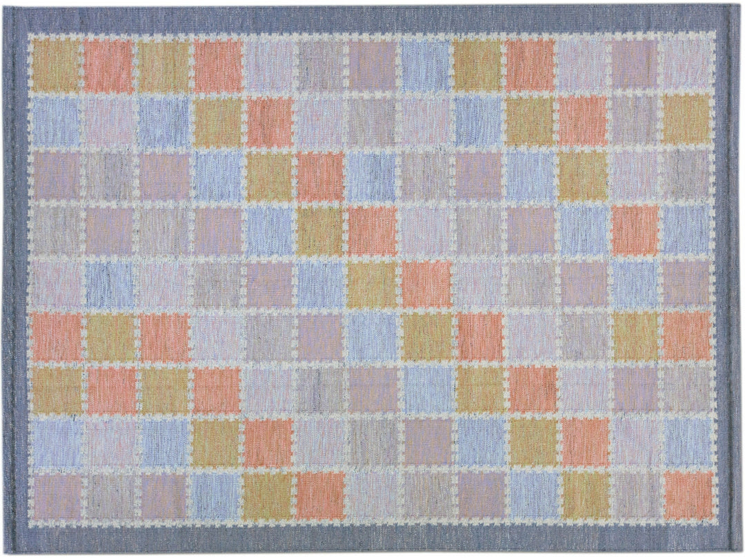 Modern Scandinavian Multicolor Handmade Geometric Room Size Wool Rug