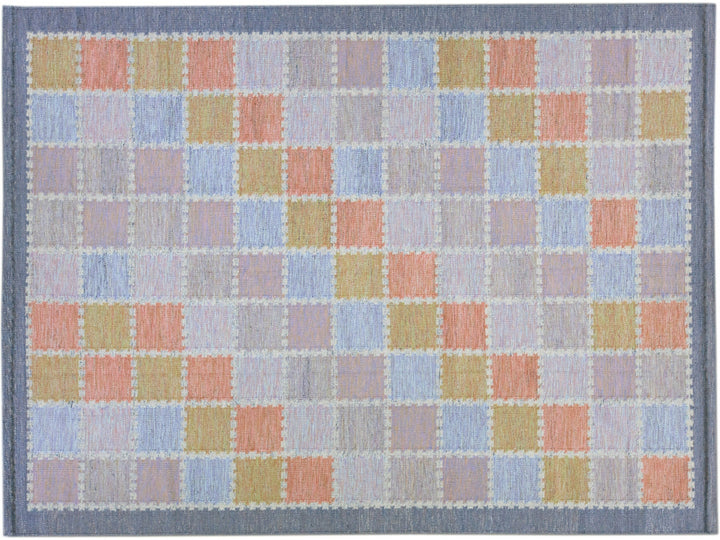 Modern Scandinavian Multicolor Handmade Geometric Room Size Wool Rug
