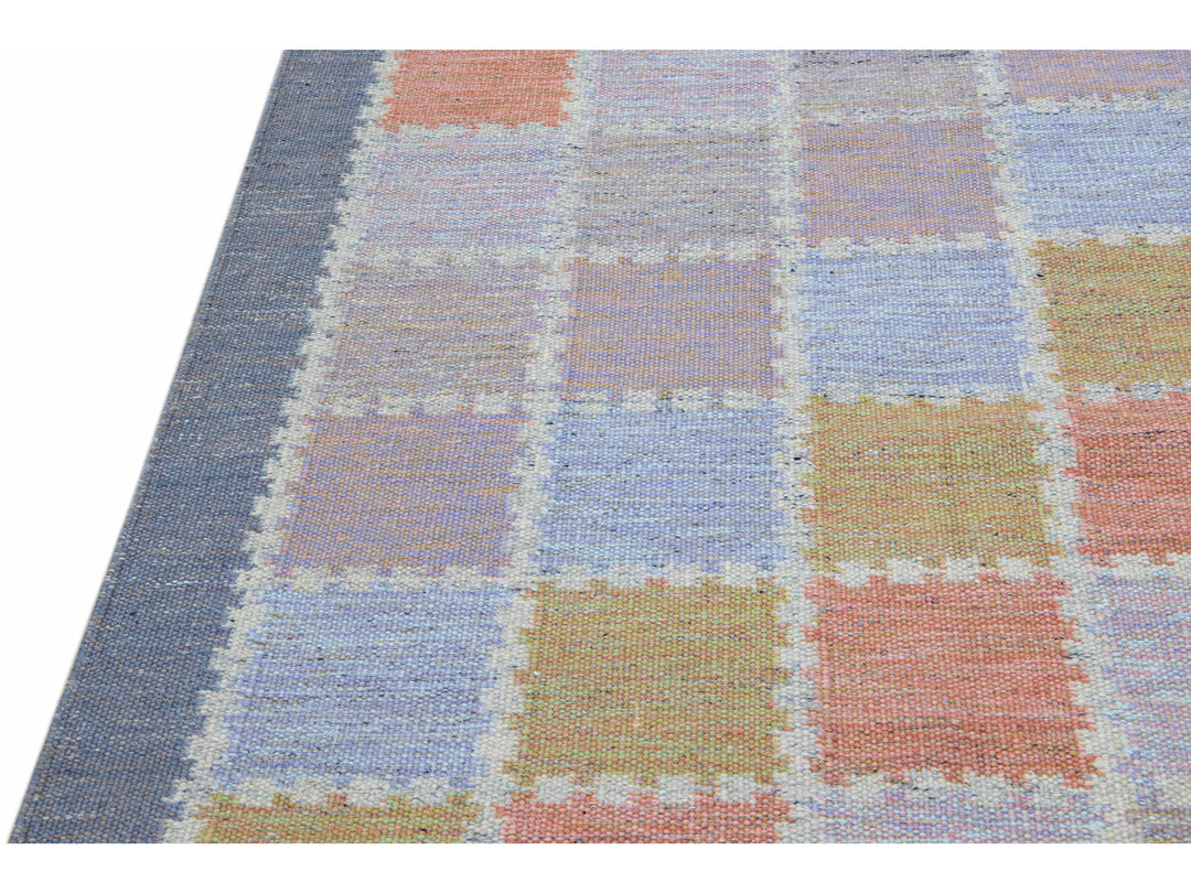 Modern Scandinavian Multicolor Handmade Geometric Room Size Wool Rug
