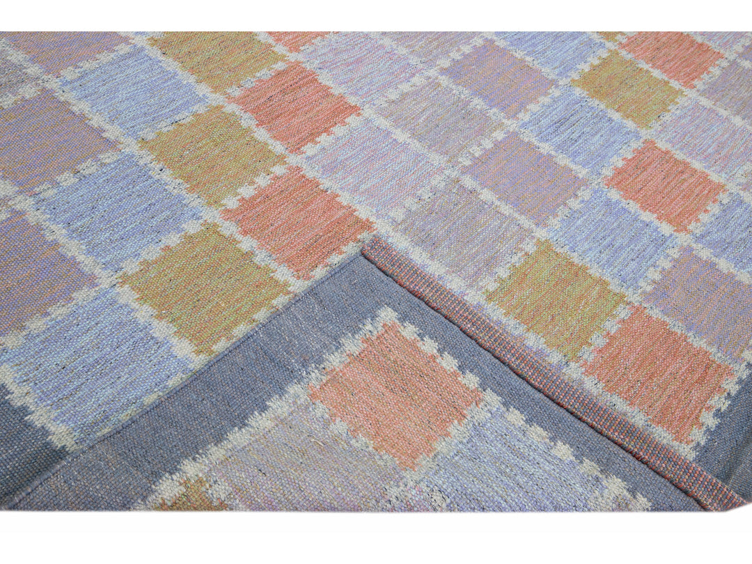 Modern Scandinavian Multicolor Handmade Geometric Room Size Wool Rug