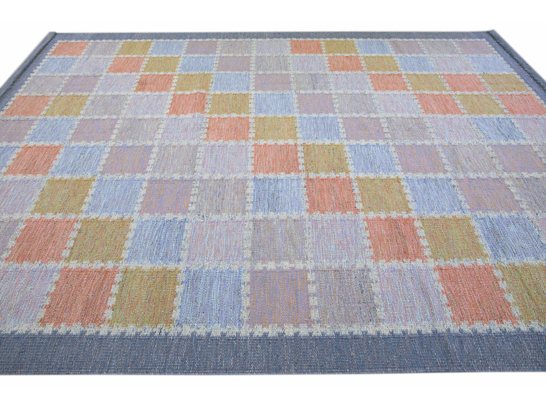 Modern Scandinavian Multicolor Handmade Geometric Room Size Wool Rug