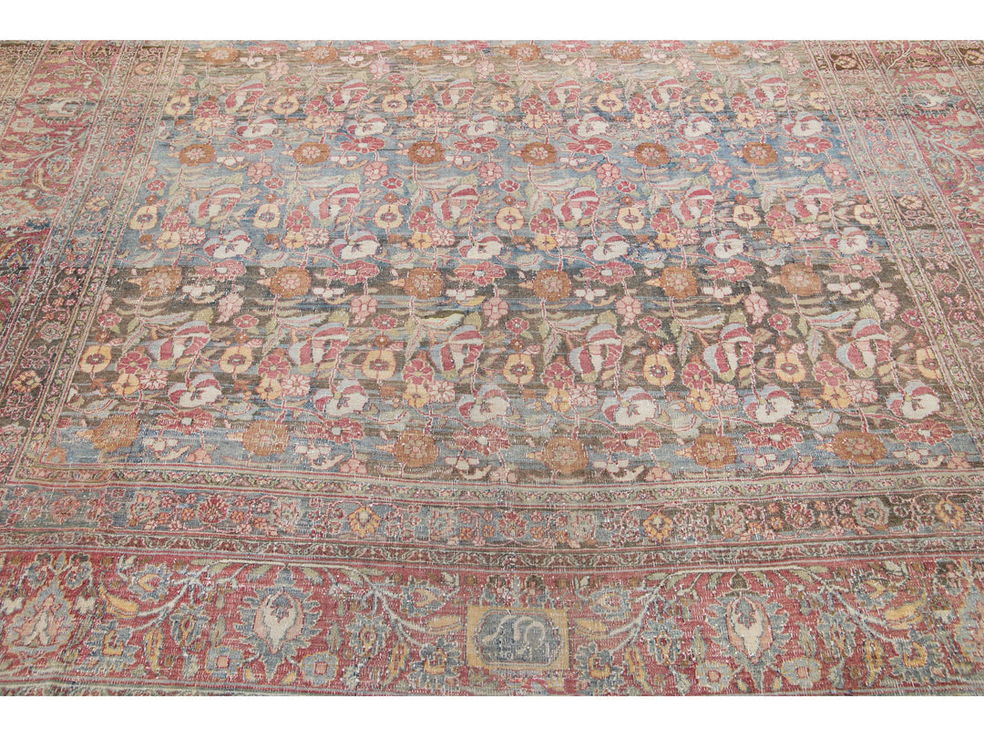 Antique Mahal Wool Rug 9 X 15