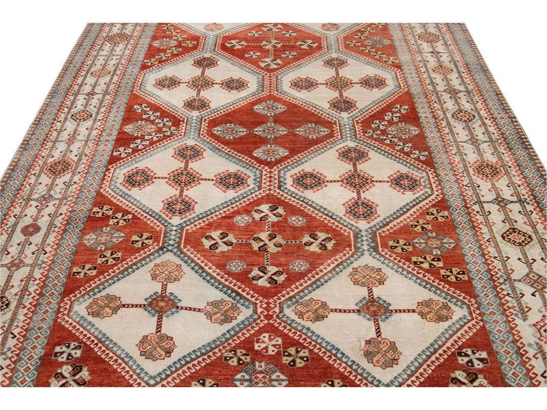 Antique Afshar Wool Rug  7' X 11'