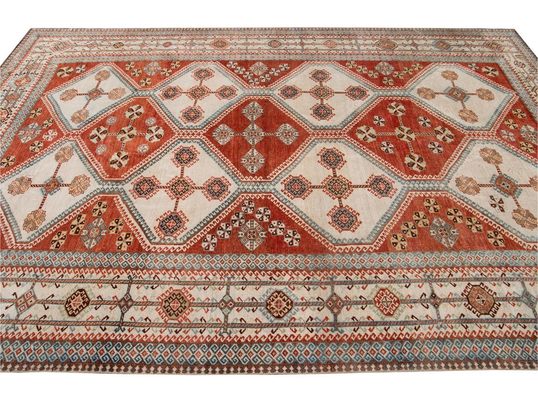 Antique Afshar Wool Rug  7' X 11'
