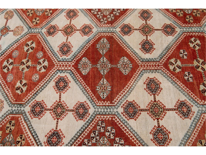 Antique Afshar Wool Rug  7' X 11'