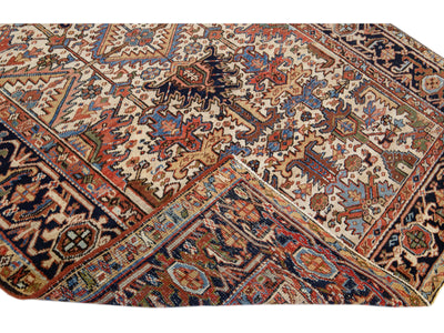 Antique Persian Heriz Wool Rug 7 x 9