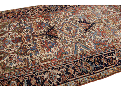 Antique Persian Heriz Wool Rug 7 x 9