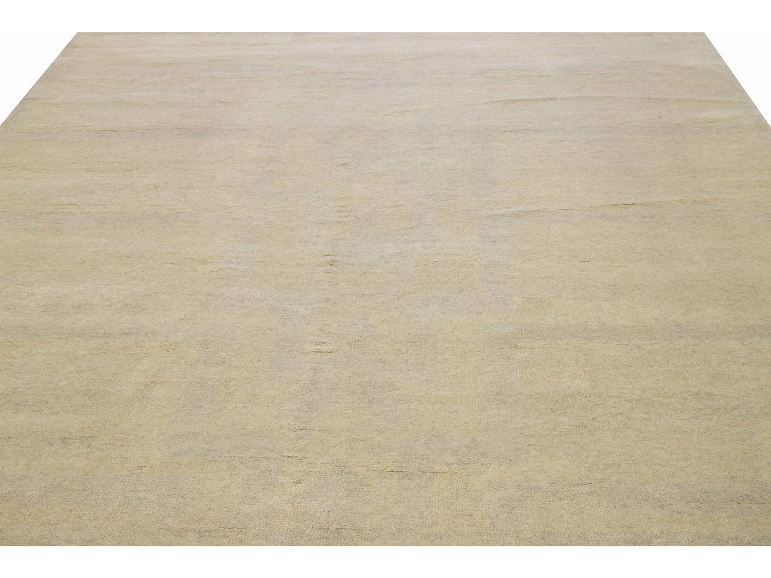 Modern Moroccan Style Handmade Seamless Pattern Beige Square Wool Rug