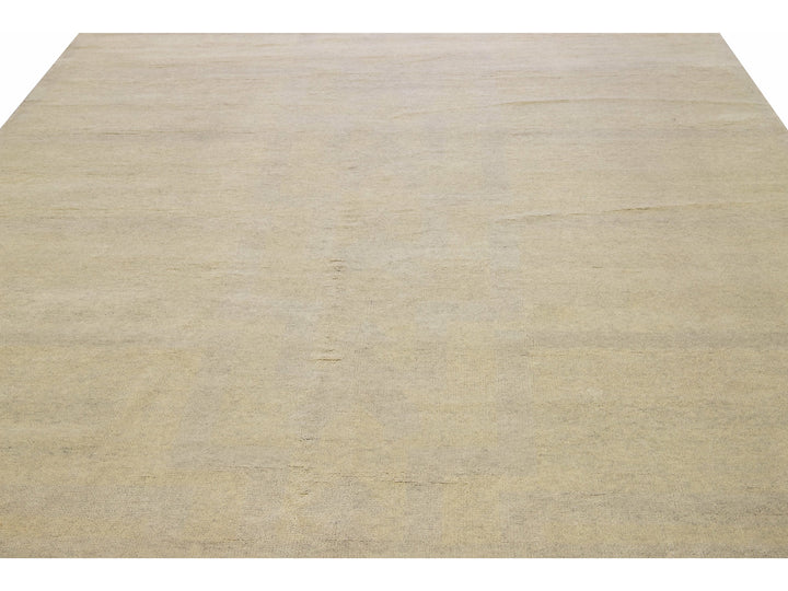 Modern Moroccan Style Handmade Seamless Pattern Beige Square Wool Rug