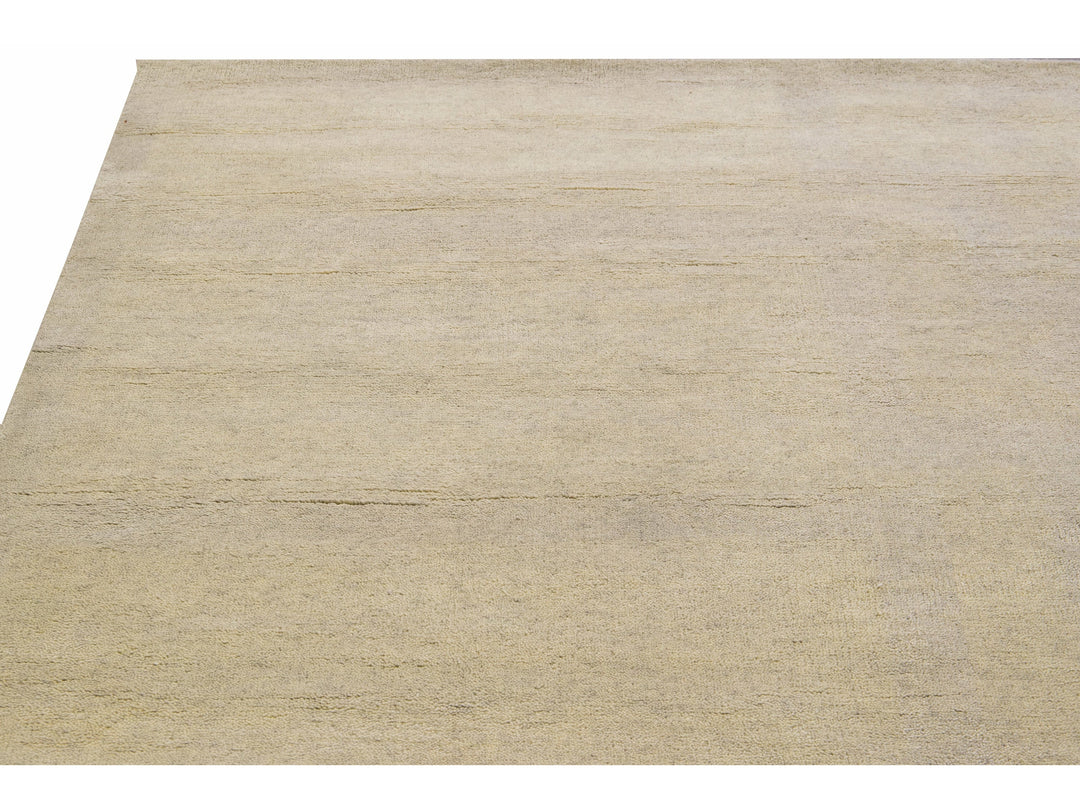 Modern Moroccan Style Handmade Seamless Pattern Beige Square Wool Rug