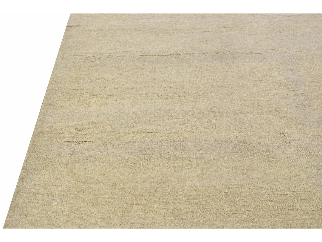 Modern Moroccan Style Handmade Seamless Pattern Beige Square Wool Rug