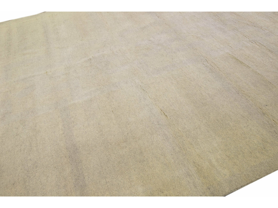 Modern Moroccan Style Handmade Seamless Pattern Beige Square Wool Rug