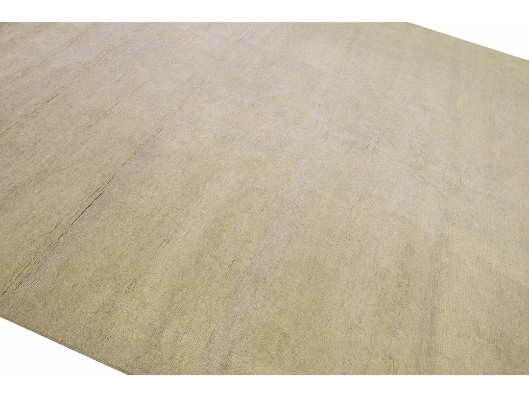 Modern Moroccan Style Handmade Seamless Pattern Beige Square Wool Rug