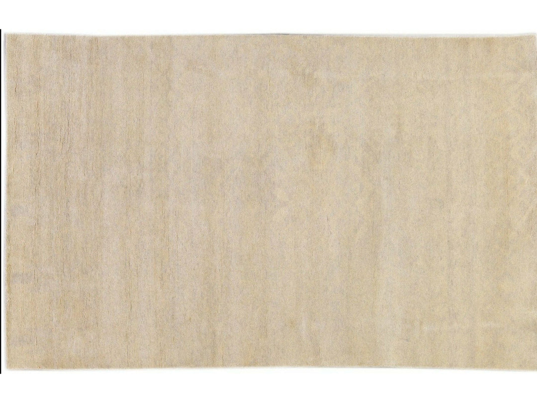 Modern Moroccan Style Handmade Seamless Beige Wool Rug