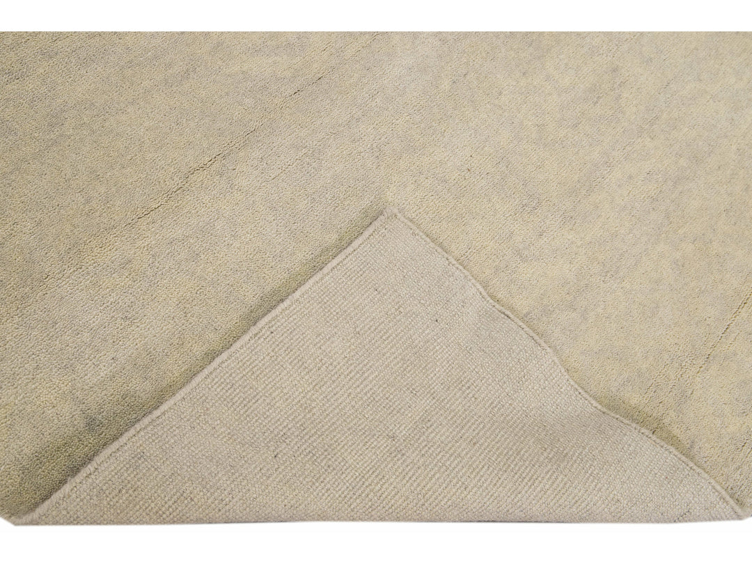 Modern Moroccan Style Handmade Seamless Beige Wool Rug