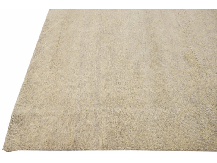 Modern Moroccan Style Handmade Seamless Beige Wool Rug