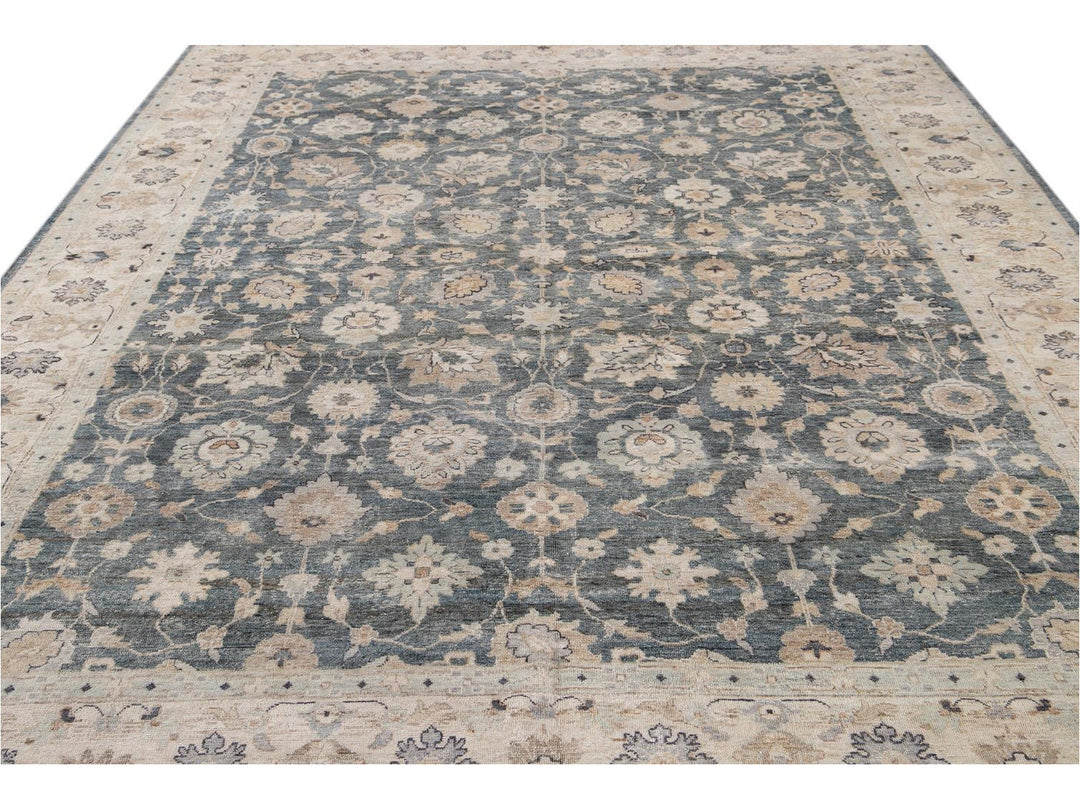 Modern Indian Artisan Wool Rug 9 X 12