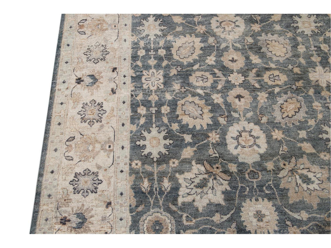 Modern Indian Artisan Wool Rug 9 X 12