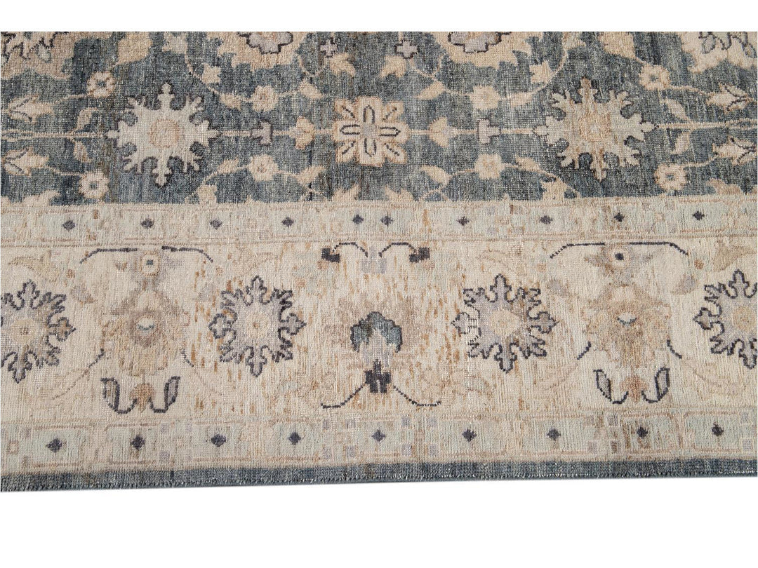 Modern Indian Artisan Wool Rug 9 X 12