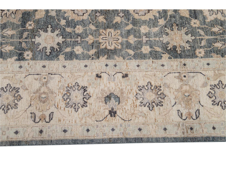 Modern Indian Artisan Wool Rug 9 X 12