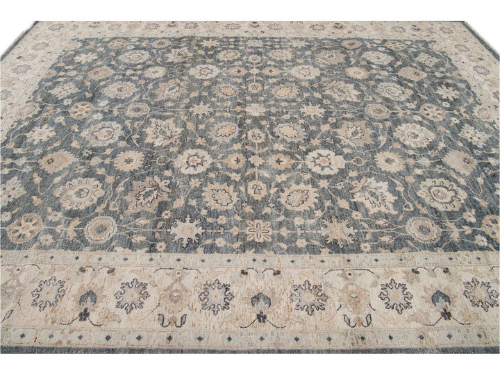 Modern Indian Artisan Wool Rug 9 X 12