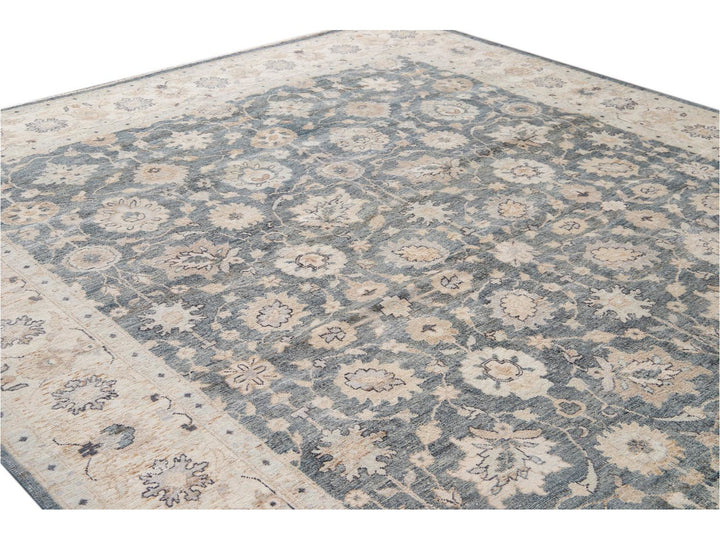 Modern Indian Artisan Wool Rug 9 X 12