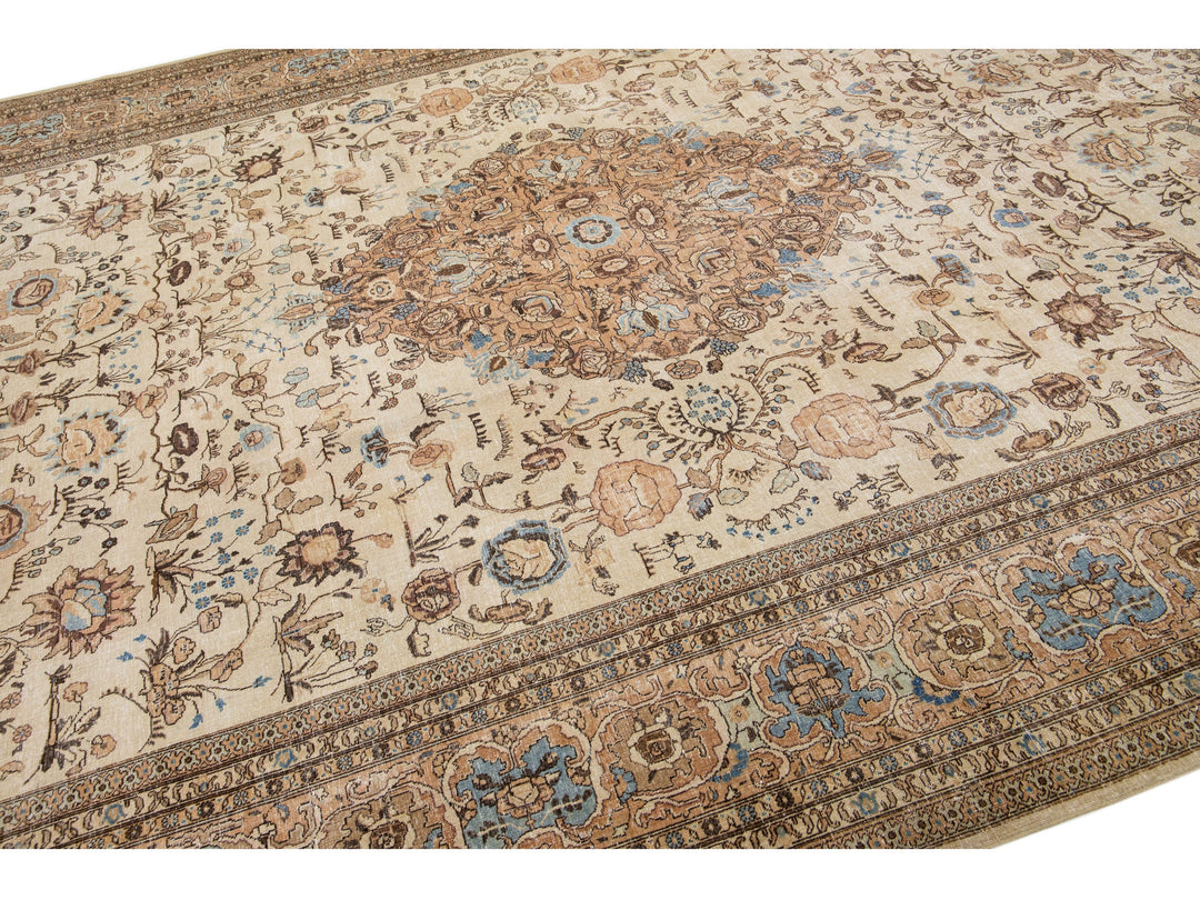 Antique Tabriz Wool Rug 12 X 16