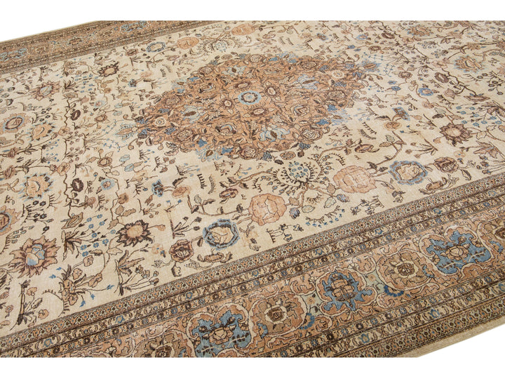 Antique Tabriz Wool Rug 12 X 16