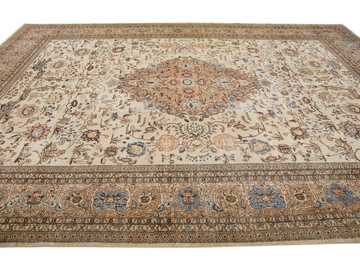 Antique Tabriz Wool Rug 12 X 16