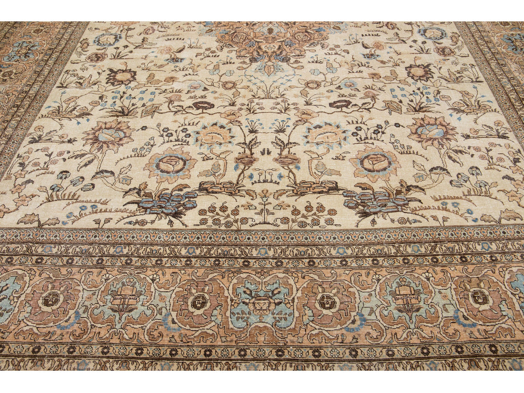 Antique Tabriz Wool Rug 12 X 16
