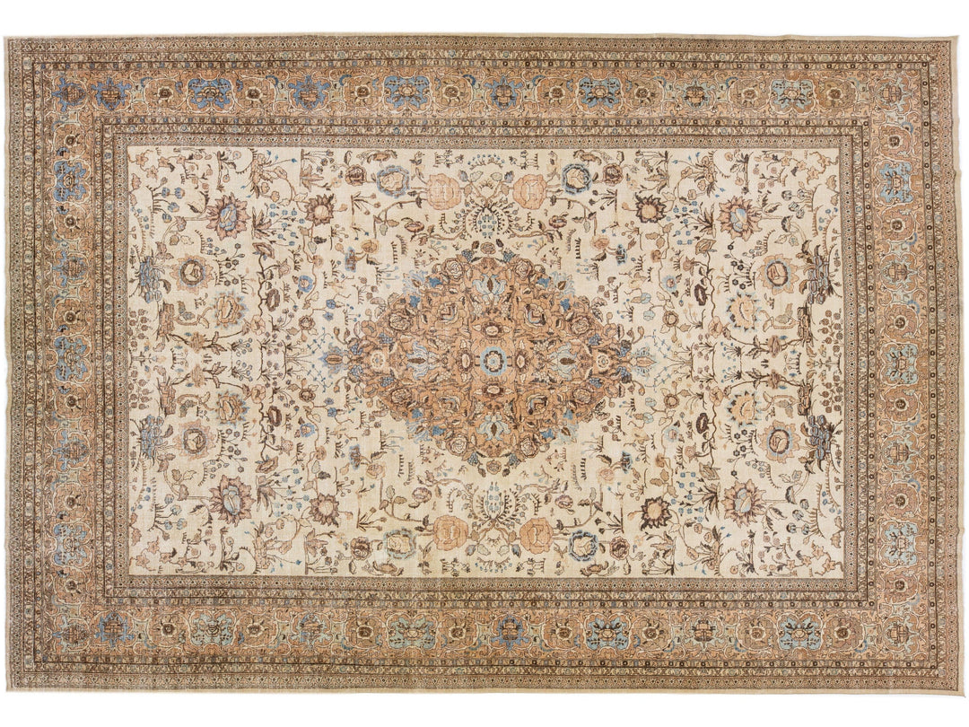 Antique Tabriz Wool Rug 12 X 16