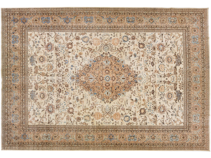 Antique Tabriz Wool Rug 12 X 16
