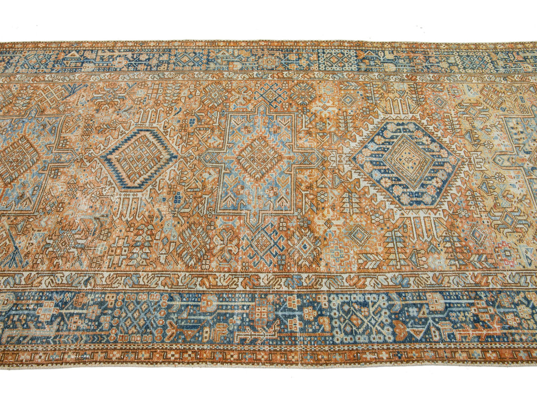 Antique Heriz Wool Runner 5 X 12