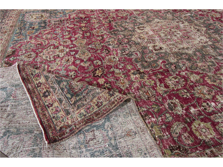 Early 20th Century Vintage Mashad Style Wool Rug 11 X 15