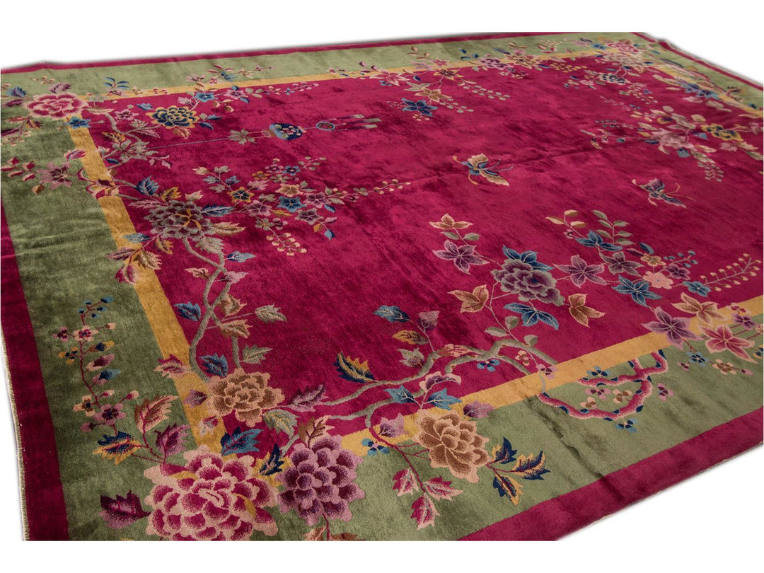 Antique Chinese Art Deco Wool Rug 10 X 13