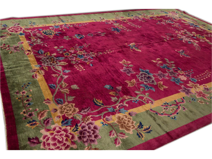 Antique Chinese Art Deco Wool Rug 10 X 13