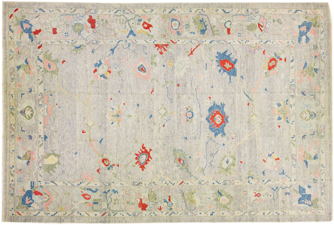 Modern Turkish Oushak Wool Rug 13 X 19