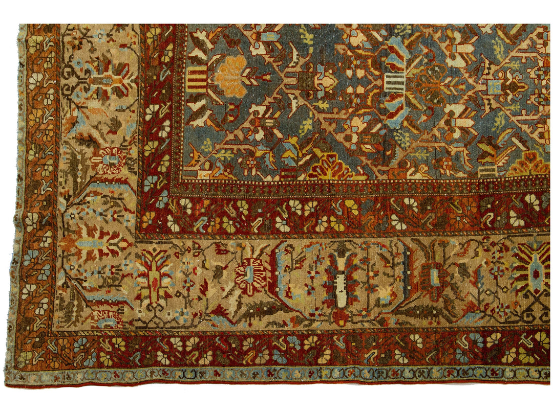 Antique Bakhtiari Wool Rug 16 X 23